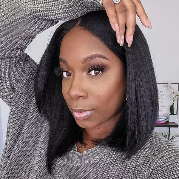 short straight yaki bob wig 180% density 13x4 lace frontal human hair wigs for black women pre plucked brazilian remy hair, Black;brown
short straight yaki bob wig 180% density 13x4 lace frontal human hair wigs for black women pre plucked brazilian remy hair, Black;brown