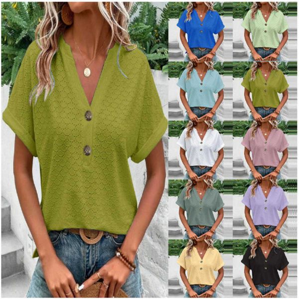 2023 spring/summer new women's fashion casual solid button v-neck t-shirt women womens shirts rabbit woman clothes, White
2023 spring/summer new women's fashion casual solid button v-neck t-shirt women womens shirts rabbit woman clothes, White