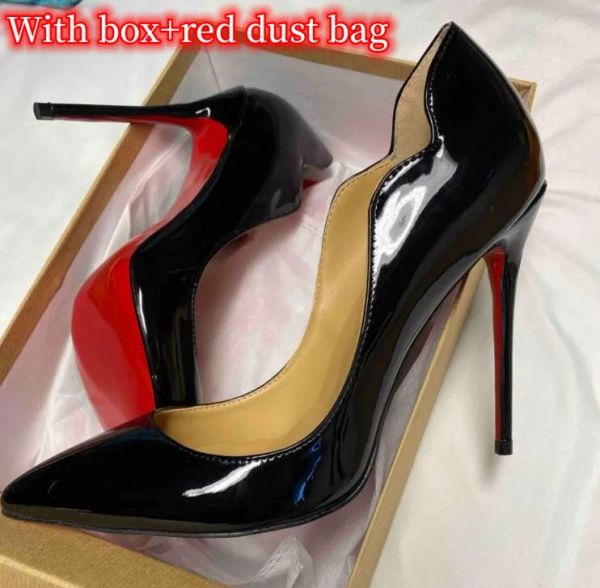 

Luxury Women's Shoes High Heels Sexy Red Black White Pointed Toe Sexy 8cm 10cm 12cm High Heels Wedding Shoes Nude Black Shiny with Dust Bag and Box 35-44, Color 7
