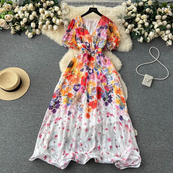 casual dresses summer runway chic flower chiffon dress women's v-neck short sleeve high ealstic waist floral print holiday party robe v, Black;gray
casual dresses summer runway chic flower chiffon dress women's v-neck short sleeve high ealstic waist floral print holiday party robe v, Black;gray