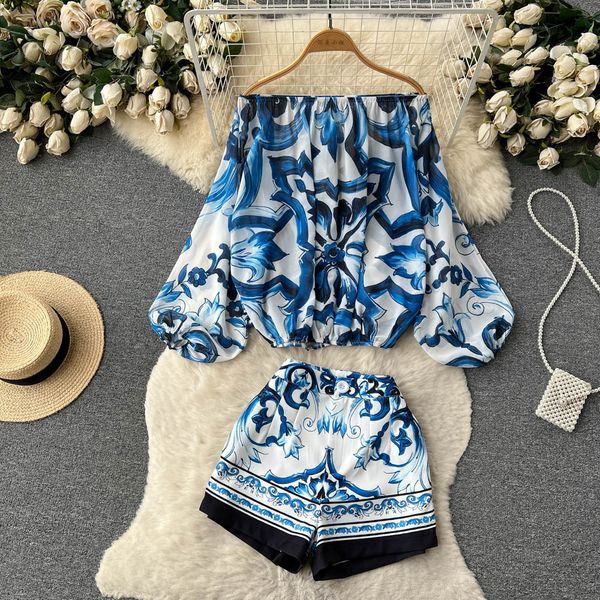 two piece dress summer blue and white porcelain print off shoulder blouse + high waist shorts suit runway 2 pieces set for women 2023
two piece dress summer blue and white porcelain print off shoulder blouse + high waist shorts suit runway 2 pieces set for women 2023