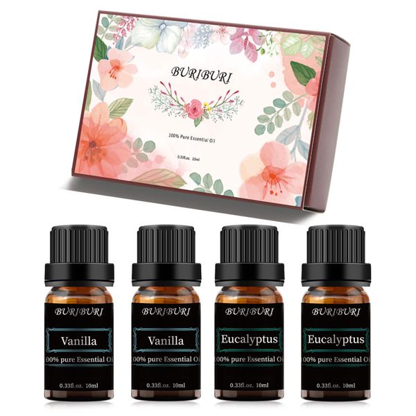 buriburi essential oil set - set of 4 - vanilla, eucalyptus(essential oils 4 x 10ml, 100% pure diffuser oil for massage, soap making
buriburi essential oil set - set of 4 - vanilla, eucalyptus(essential oils 4 x 10ml, 100% pure diffuser oil for massage, soap making