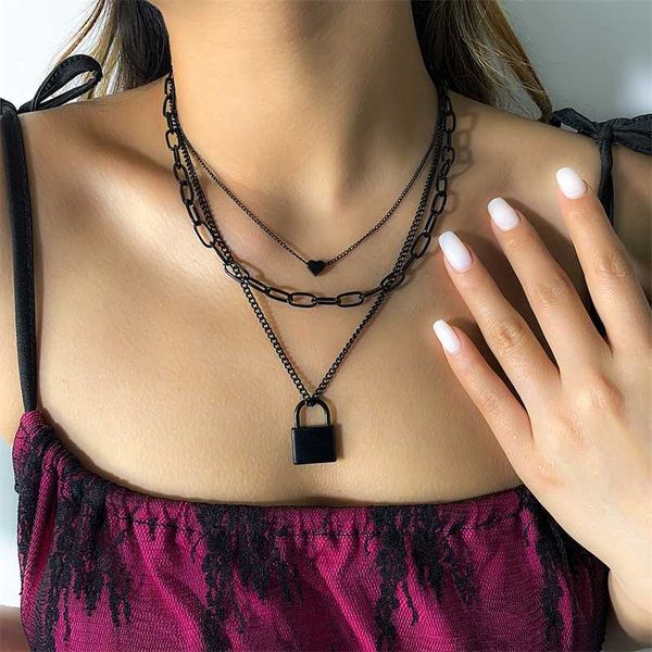 pendant necklaces punk black chain with heart lock pendnat necklace for women trendy layered on neck 2023 fashion jewelry girl gift 230613, Silver
pendant necklaces punk black chain with heart lock pendnat necklace for women trendy layered on neck 2023 fashion jewelry girl gift 230613, Silver