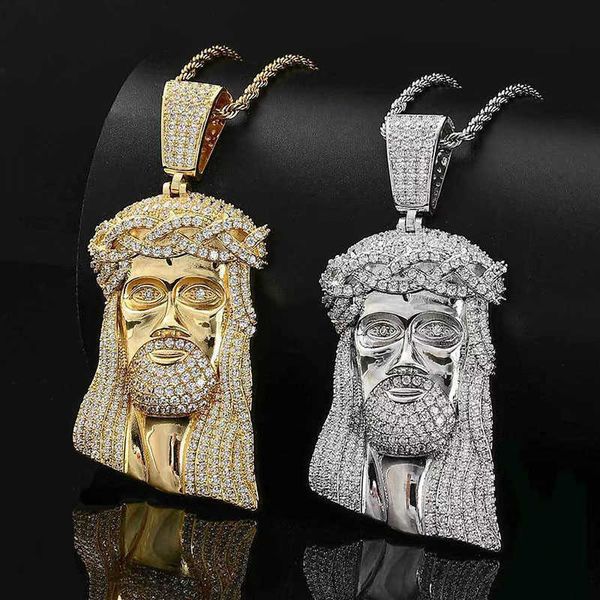 fashion jesus christ head pendant micro set zircon exaggerated hip hop jewelry electroplated 18k gold full diamond necklace, Silver
fashion jesus christ head pendant micro set zircon exaggerated hip hop jewelry electroplated 18k gold full diamond necklace, Silver