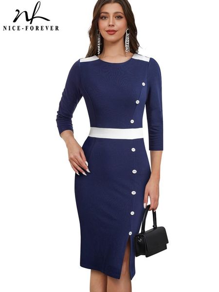 dresses niceforever autumn women classy contrast color patchwork office dresses formal business elegant bodycon dress b746, Black;gray
dresses niceforever autumn women classy contrast color patchwork office dresses formal business elegant bodycon dress b746, Black;gray