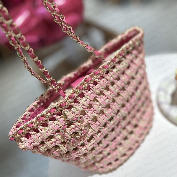 designer the tote bags pink beach bags straw bags fashion women handbags classic summer bags cool mommy bags shoopping bags chain bags tote