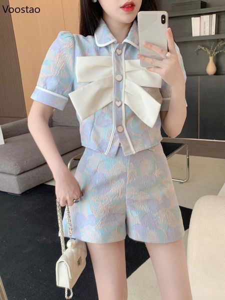 dress sweet temperament shorts sets women summer elegant turndown collar puff sleeve floral crop short pants suit girls 2pc set, White
dress sweet temperament shorts sets women summer elegant turndown collar puff sleeve floral crop short pants suit girls 2pc set, White