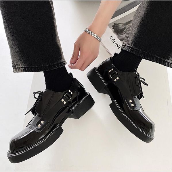 vintage british style formal suit dress shoes for men leather thick heel lace up rivets groom wedding shoes, Black
vintage british style formal suit dress shoes for men leather thick heel lace up rivets groom wedding shoes, Black