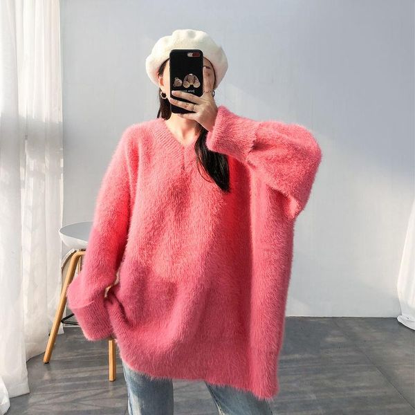 sweaters oversized gray knitting sweater loose fit round neck long sleeve women pullovers new fashion autumn winter 2021, White;black
sweaters oversized gray knitting sweater loose fit round neck long sleeve women pullovers new fashion autumn winter 2021, White;black