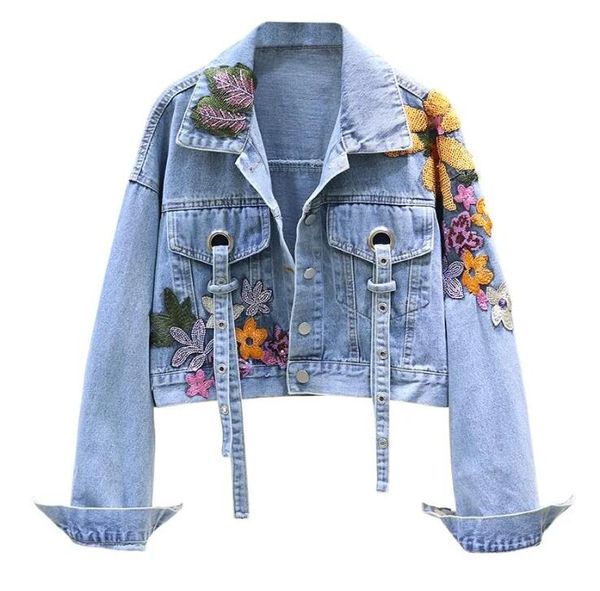 women's jackets spring denim jacket women fashion flowers embroidery sequins short jeans vintage loose streetwear m, Black;brown
women's jackets spring denim jacket women fashion flowers embroidery sequins short jeans vintage loose streetwear m, Black;brown