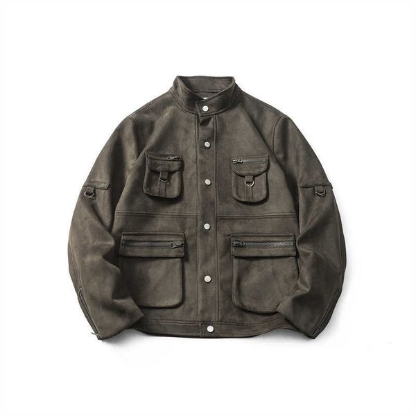multi pocket standing collar work jacket for men's spring trend casual ruffian handsome versatile jacket cardigan, Black;brown
multi pocket standing collar work jacket for men's spring trend casual ruffian handsome versatile jacket cardigan, Black;brown