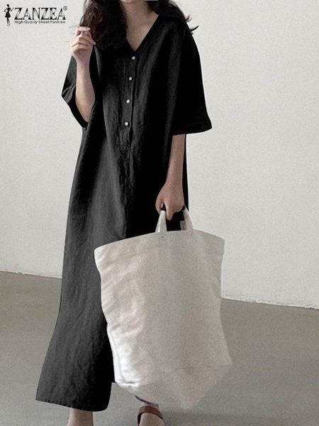 dresses women solid maxi dresses 2022 summer short sleeve long dress zanzea casual cotton baggy robes oversized v neck holiday vestidos, Black;gray
dresses women solid maxi dresses 2022 summer short sleeve long dress zanzea casual cotton baggy robes oversized v neck holiday vestidos, Black;gray