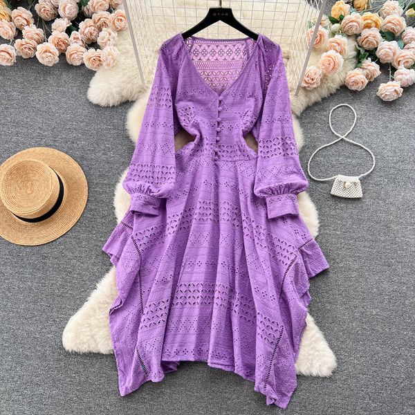 casual dresses french irregular openwork a-line dress women new summer v neck lace-up slim long sleeve elegant vestidos de verano mujer 2023, Black;gray
casual dresses french irregular openwork a-line dress women new summer v neck lace-up slim long sleeve elegant vestidos de verano mujer 2023, Black;gray