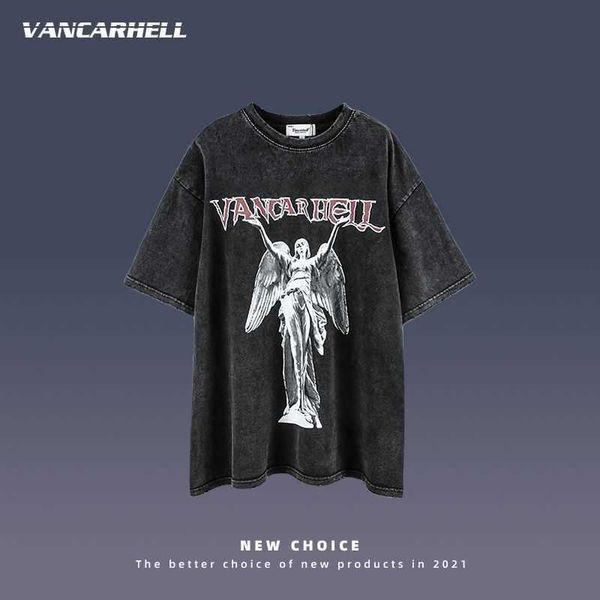 american hip hop wash used print short sleeve t-shirt men's and women's high street fashion brand loose new half sleeve, White;black
american hip hop wash used print short sleeve t-shirt men's and women's high street fashion brand loose new half sleeve, White;black