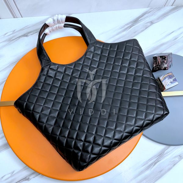 

designer tote bag fashion caviar plaid luxury handbag ladies black soft leather shopping mother and child bag wallets