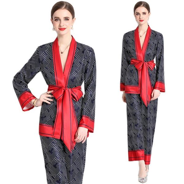 summer and pants pajama set blue women's print two pieces sets 2023 luxury designer ultra soft bow belted cardigan and casual wide leg
summer and pants pajama set blue women's print two pieces sets 2023 luxury designer ultra soft bow belted cardigan and casual wide leg