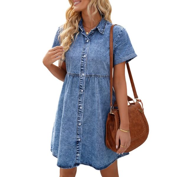 casual dresses | 2023 european american summer denim short sleeve dress | flora print | mid-calf length | lapel neck | ball gown silhouette, Black;gray
casual dresses | 2023 european american summer denim short sleeve dress | flora print | mid-calf length | lapel neck | ball gown silhouette, Black;gray