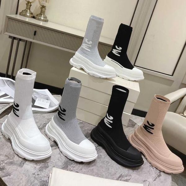 designer graffiti knit tread slick boot autumn winter women sock boots mc high platform fashion rubber anti-slip canvas booties quality size, Black
designer graffiti knit tread slick boot autumn winter women sock boots mc high platform fashion rubber anti-slip canvas booties quality size, Black