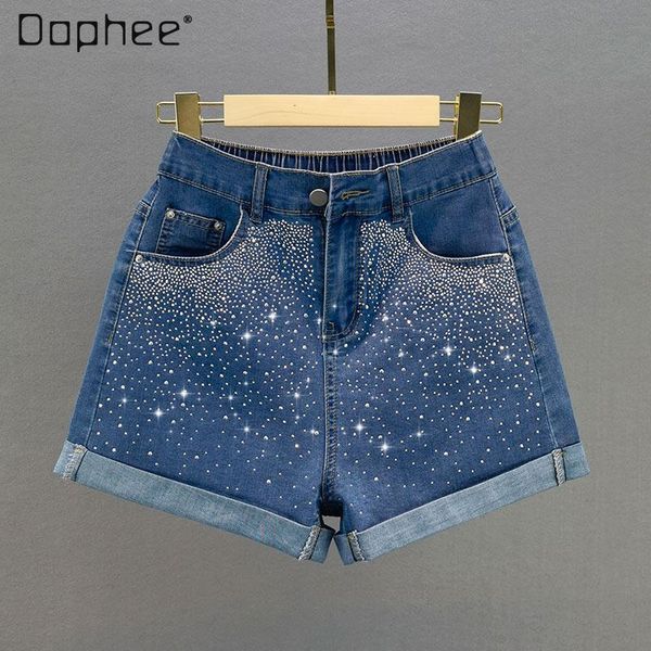 jeans 2022 summer new elastic denim women's thin high waist loose and slimming rhinestone flanging shorts, Blue
jeans 2022 summer new elastic denim women's thin high waist loose and slimming rhinestone flanging shorts, Blue
