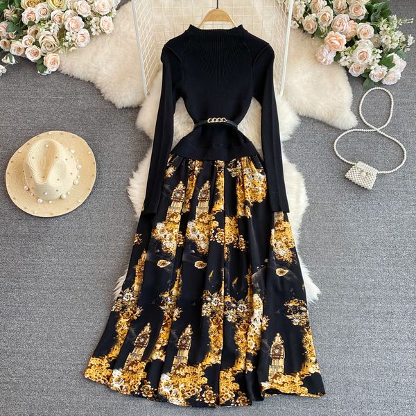 casual dresses elegant winter women sweater dresses vintage floral print patchwork long sleeve slim belts knitted pullover vestidos robes fe, Black;gray
casual dresses elegant winter women sweater dresses vintage floral print patchwork long sleeve slim belts knitted pullover vestidos robes fe, Black;gray