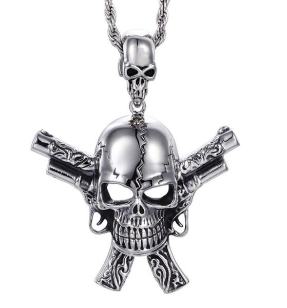 large casting silver 316l stainless steel biker skeleton skull double pistol pendants gothic necklace men039s cool jewelry gift2003816451
large casting silver 316l stainless steel biker skeleton skull double pistol pendants gothic necklace men039s cool jewelry gift2003816451