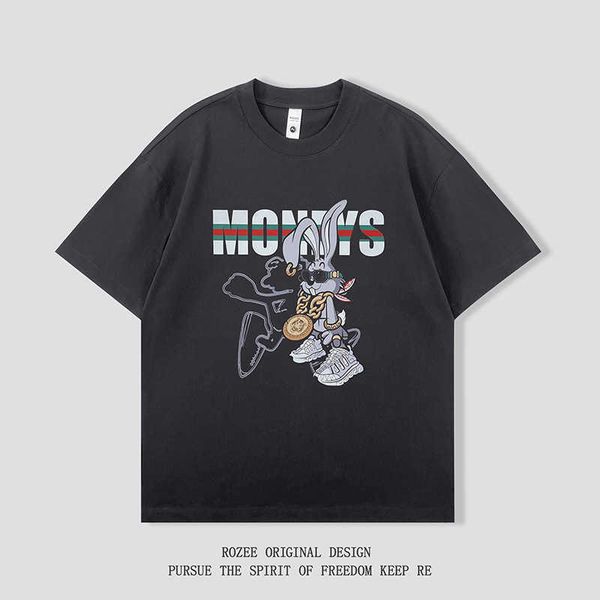 ruizhi american fun rabbit print short sleeve t-shirt for men and women couple pullover loose fashion, White;black
ruizhi american fun rabbit print short sleeve t-shirt for men and women couple pullover loose fashion, White;black