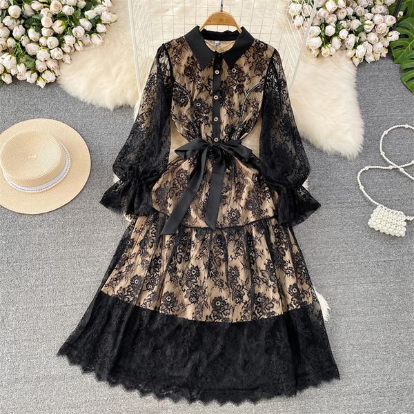 casual dresses spring summer women black flower embroidery mesh long dresses with sashes lapel button decoration elegant party dresses vesti, Black;gray
casual dresses spring summer women black flower embroidery mesh long dresses with sashes lapel button decoration elegant party dresses vesti, Black;gray
