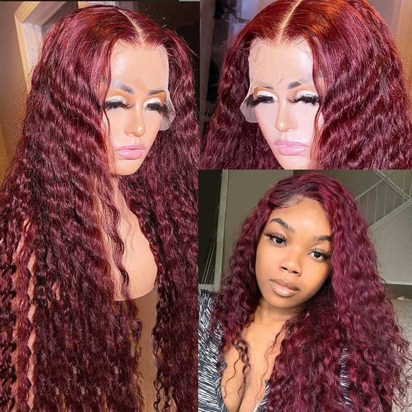 13x4 deep wave frontal wig burgundy lace front human wigs for women pre plucked brazilian hair wigs 99j loose deep wave wig, Black;brown
13x4 deep wave frontal wig burgundy lace front human wigs for women pre plucked brazilian hair wigs 99j loose deep wave wig, Black;brown