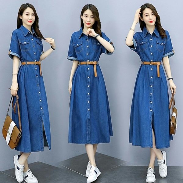 basic & casual dresses | 2023 summer new denim a-line dress | korean style | mid-calf length | slim fit | short sleeve | over the knee | blu, Black;gray
basic & casual dresses | 2023 summer new denim a-line dress | korean style | mid-calf length | slim fit | short sleeve | over the knee | blu, Black;gray