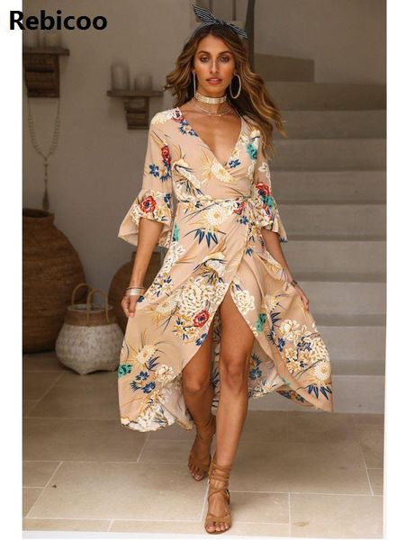 dresses flared sleeve wrap dress for women summer fashion 3/4 sleeve deep v neck sundress vintage split long maxi dresses vestidos, Black;gray
dresses flared sleeve wrap dress for women summer fashion 3/4 sleeve deep v neck sundress vintage split long maxi dresses vestidos, Black;gray