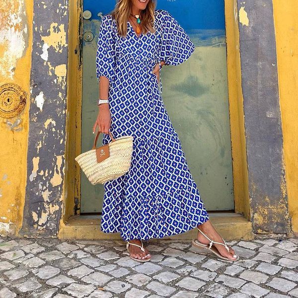 dresses women casual 3/4 lantern sleeve loose long dress elegant v neck pattern printed commuter dress women fashion holiday boho dress, Black;gray
dresses women casual 3/4 lantern sleeve loose long dress elegant v neck pattern printed commuter dress women fashion holiday boho dress, Black;gray