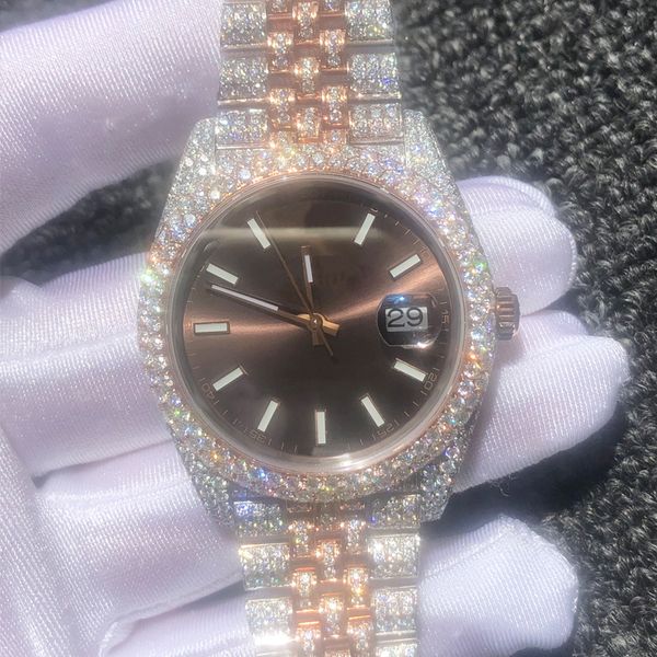 2023 moissanite diamonds watches pass diamonds test rose gold mixed silver automatic eta movement 40mm waterproof 904 stainless sapphire gla, Slivery;brown
2023 moissanite diamonds watches pass diamonds test rose gold mixed silver automatic eta movement 40mm waterproof 904 stainless sapphire gla, Slivery;brown