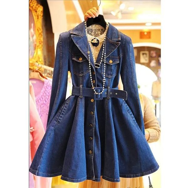 casual dresses spring new single-breasted denim dress long sleeve pockets slim a-line jeans dress korean fashion notched cowboy coat dress 2, Black;gray
casual dresses spring new single-breasted denim dress long sleeve pockets slim a-line jeans dress korean fashion notched cowboy coat dress 2, Black;gray