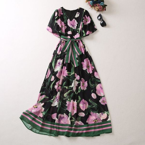 fashion printed dress spring and autumn new chiffon v-neck short sleeve lace up waist for slim fashion chiffon dress, Black
fashion printed dress spring and autumn new chiffon v-neck short sleeve lace up waist for slim fashion chiffon dress, Black