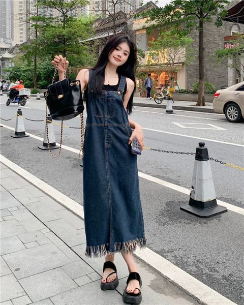 basic & casual dresses: vintage chic denim strap dress, women's summer 2023 new design, thin and elegant, mid-calf length with tassel d, Black;gray
basic & casual dresses: vintage chic denim strap dress, women's summer 2023 new design, thin and elegant, mid-calf length with tassel d, Black;gray