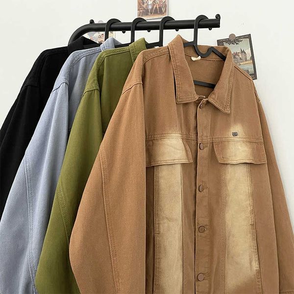 gradual change jean jacket men's spring fashion loose ruffian handsome casual work jacket cardigan, Black;brown
gradual change jean jacket men's spring fashion loose ruffian handsome casual work jacket cardigan, Black;brown