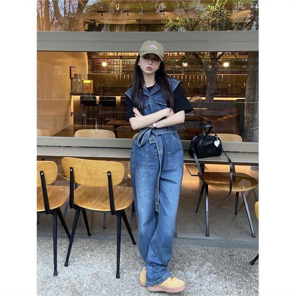 jeans retro american workwear vest one piece jeans women's spring new korean sleeveless high waist jumpsuit tide, Blue
jeans retro american workwear vest one piece jeans women's spring new korean sleeveless high waist jumpsuit tide, Blue