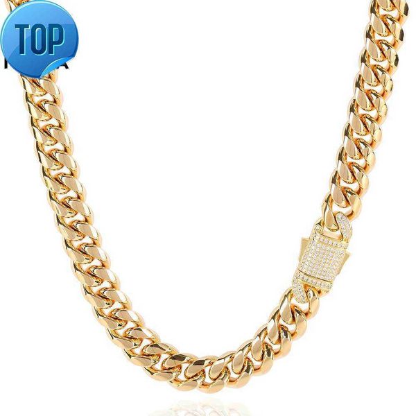 hip hop titanium steel miami necklace with zircon spring buckle stainless steel round ground encrypted cuban chain necklace, Black
hip hop titanium steel miami necklace with zircon spring buckle stainless steel round ground encrypted cuban chain necklace, Black