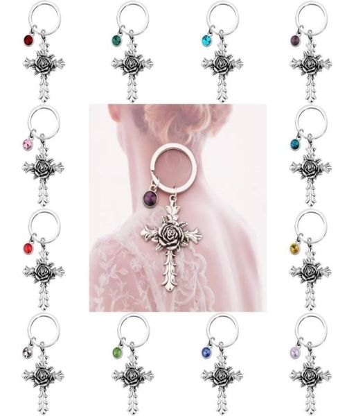 creative rose cross keychain with 12 birthstones jewelry memorial gifts bag pendant key chains religious christian keyrings3606038, Silver
creative rose cross keychain with 12 birthstones jewelry memorial gifts bag pendant key chains religious christian keyrings3606038, Silver