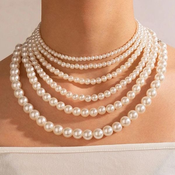 handmade vintage simulation round pearl choker necklace elegant simple adjustable multiple sizes beaded necklace for women girls, Silver
handmade vintage simulation round pearl choker necklace elegant simple adjustable multiple sizes beaded necklace for women girls, Silver