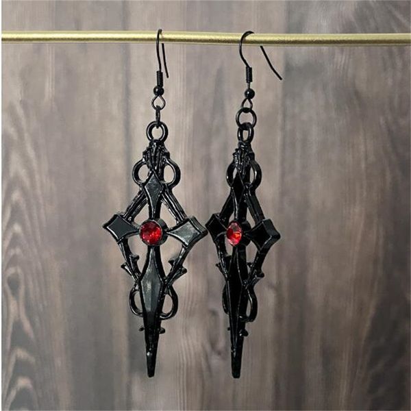 new gothic punk earrings steampunk black cross metal red rhinestone earrings women earrings ae945, Silver
new gothic punk earrings steampunk black cross metal red rhinestone earrings women earrings ae945, Silver