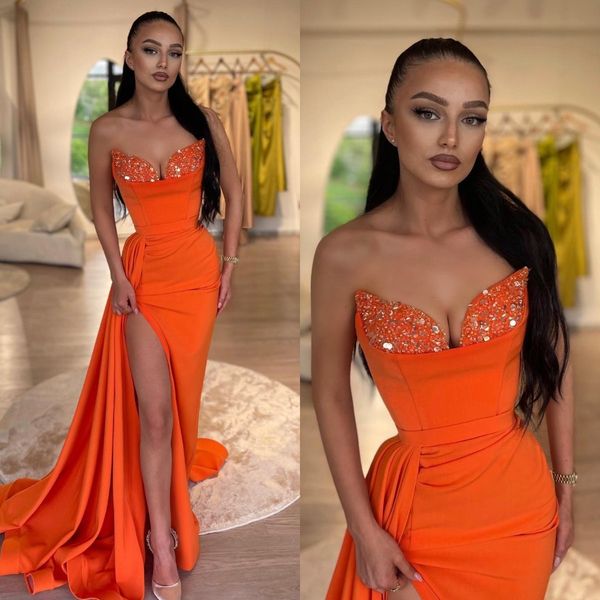 elegant orange prom dresses sequins sweetheart party evening gowns split formal long special occasion dress, Black
elegant orange prom dresses sequins sweetheart party evening gowns split formal long special occasion dress, Black