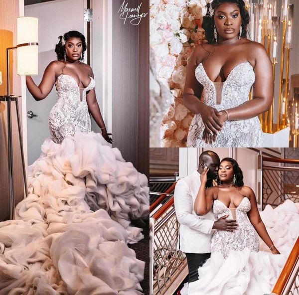 luxury mermaid wedding dresses bridal gown lace applique beaded illusion 2021 sleeveless chapel train custom made ruffles bride ve9007964, White
luxury mermaid wedding dresses bridal gown lace applique beaded illusion 2021 sleeveless chapel train custom made ruffles bride ve9007964, White