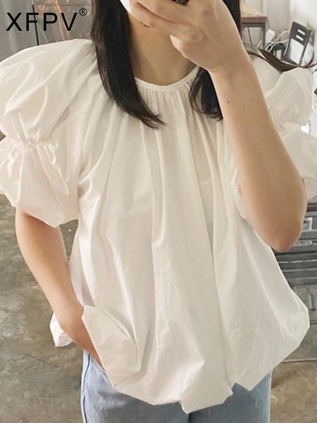 t-shirt xfpv 2023 new summer fashion korean chic white playful pleated lantern sleeve round neck loose short sleeve shirt sm3307
t-shirt xfpv 2023 new summer fashion korean chic white playful pleated lantern sleeve round neck loose short sleeve shirt sm3307