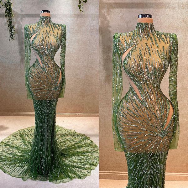 glamorous mermaid prom dresses high neck long sleeves shining applicants hollow cutaway sides court gown custom made plus size party dress v, Black
glamorous mermaid prom dresses high neck long sleeves shining applicants hollow cutaway sides court gown custom made plus size party dress v, Black
