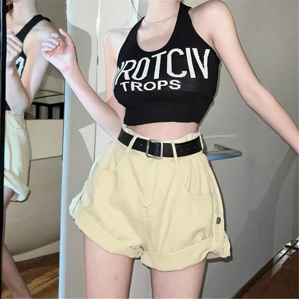 shorts women vintage summer rolled denim shorts with belt zipper pockets female retro casual wide leg jeans shorts black pantalones, White;black
shorts women vintage summer rolled denim shorts with belt zipper pockets female retro casual wide leg jeans shorts black pantalones, White;black