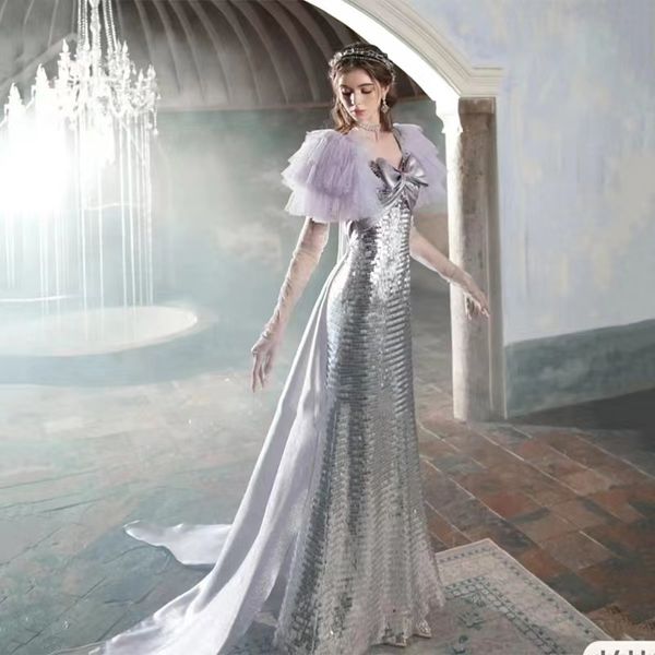 2023 sliver mermaid prom dresses bow v neck 3d lace appliques sequins beaded floor length celebrity formal feather train evening dresses plu, Black
2023 sliver mermaid prom dresses bow v neck 3d lace appliques sequins beaded floor length celebrity formal feather train evening dresses plu, Black
