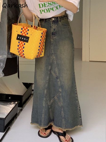 s-3xl denim maxi skirts women trumpet design aesthetic all-match spring popular washed vintage distressed faldas largas, Black
s-3xl denim maxi skirts women trumpet design aesthetic all-match spring popular washed vintage distressed faldas largas, Black