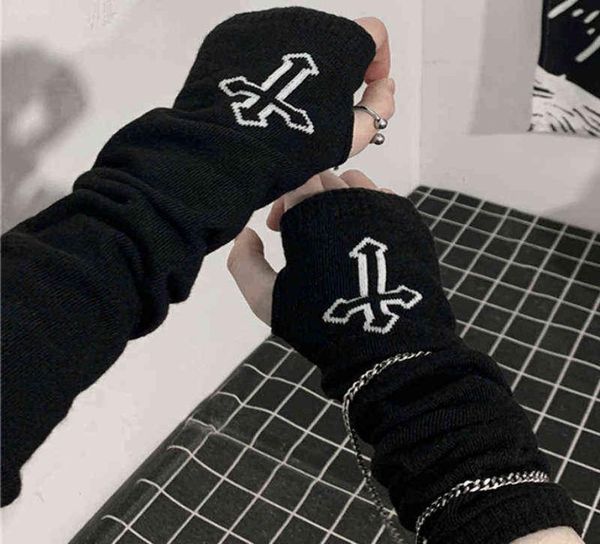 gothic punk style black cross half finger long glove women knit length sleeve fingerless gloves streetwear6651770
gothic punk style black cross half finger long glove women knit length sleeve fingerless gloves streetwear6651770