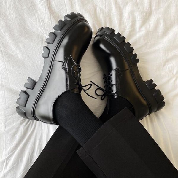british style thick heel mens derby shoes fashion leather platform men casual shoes 2023, Black
british style thick heel mens derby shoes fashion leather platform men casual shoes 2023, Black